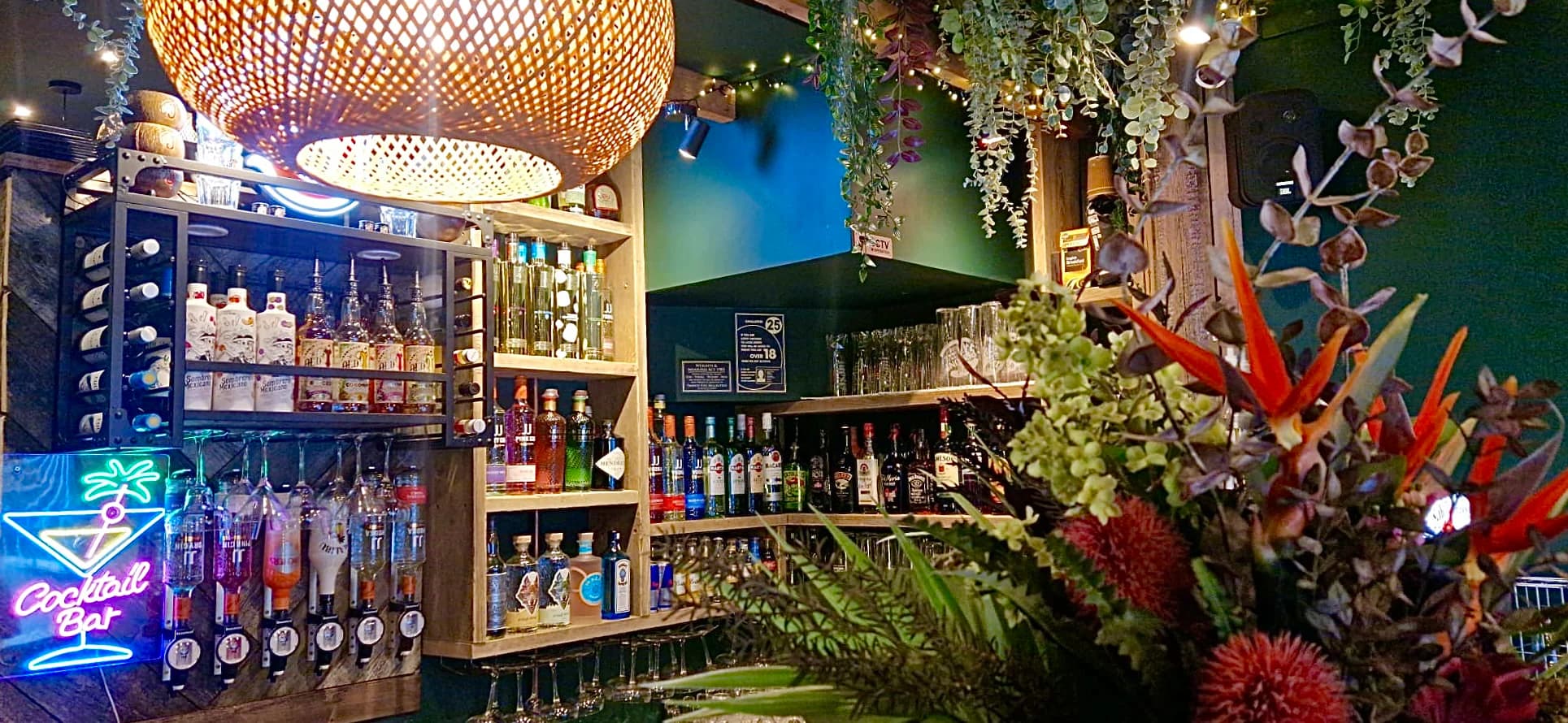 Spirits Display Behind Bar